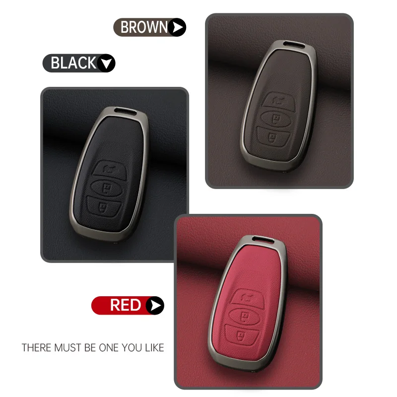 Car Zinc Alloy Leather Keyless Key Cases Holder Cover Bag For Subaru XV BRZ Forester Legacy Outback Auto Interior Accessories