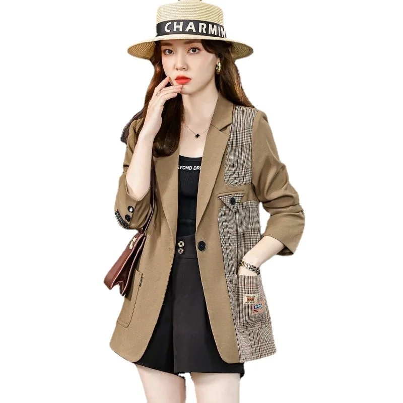 

design High sense suit coat, women's high-end foreign spring and autumn new style, fashionable splicing, leisure