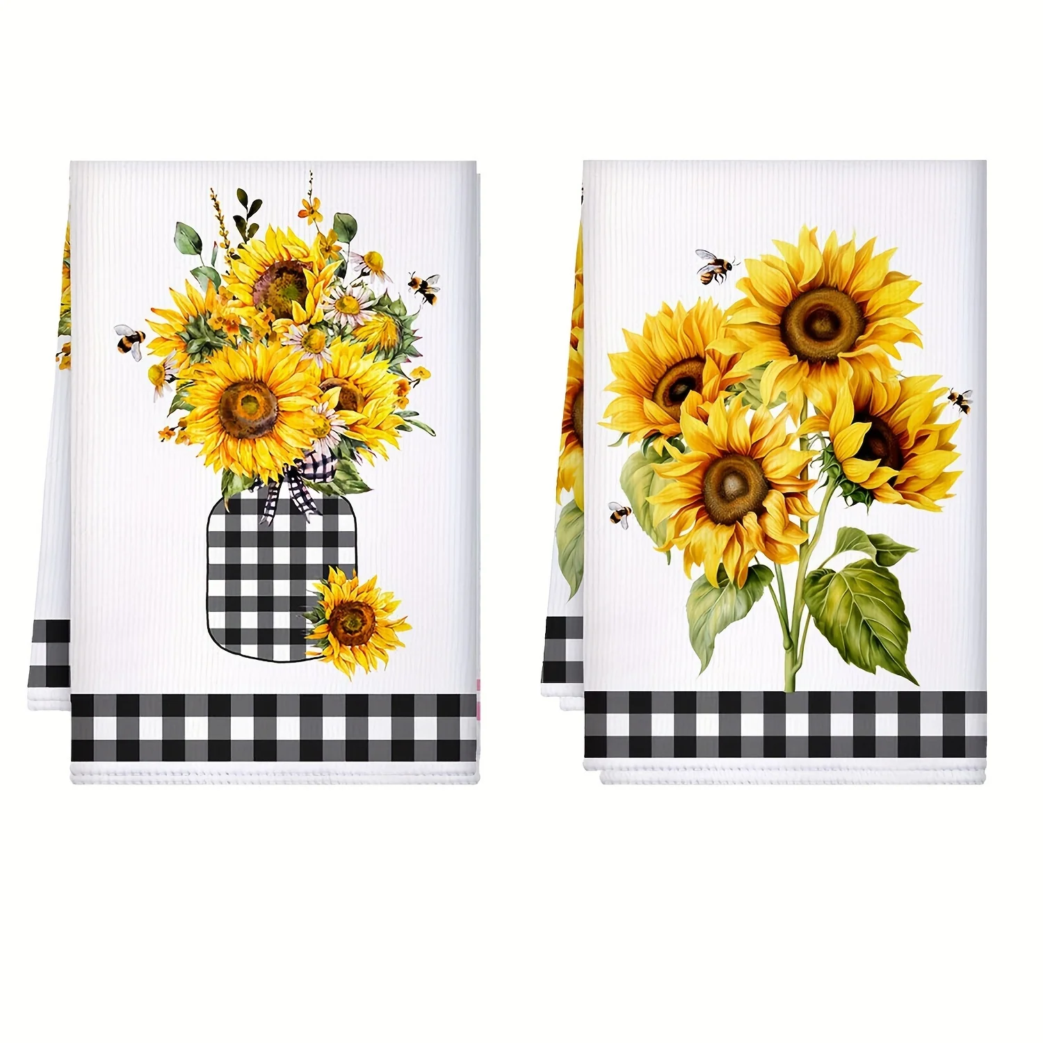 2pcs sunflower scouring pad, kitchen sunshine sunflower dish towel, kitchen decoration tea towel absorbent dishcloth hand towel