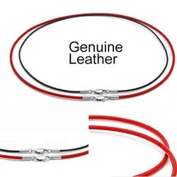 1.5mm 2mm Genuine Leather Round Thong Cord Stainless Steel Buckle Cord String Rope for DIY Choker Chain Around The Neck Necklace