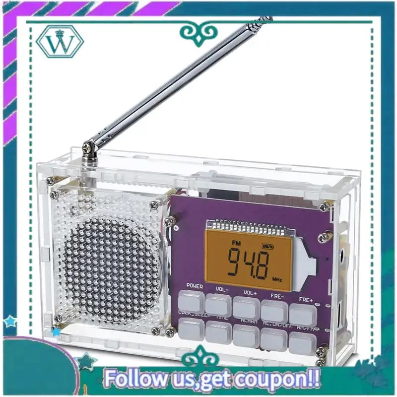 ترقية لتقوم بها بنفسك طقم راديو رقمي راديو رقمي شاشة الكريستال السائل تجميع عدة FM 87-108MHZ مع ساعة للطلاب الجذعية تعلم التدريس #3