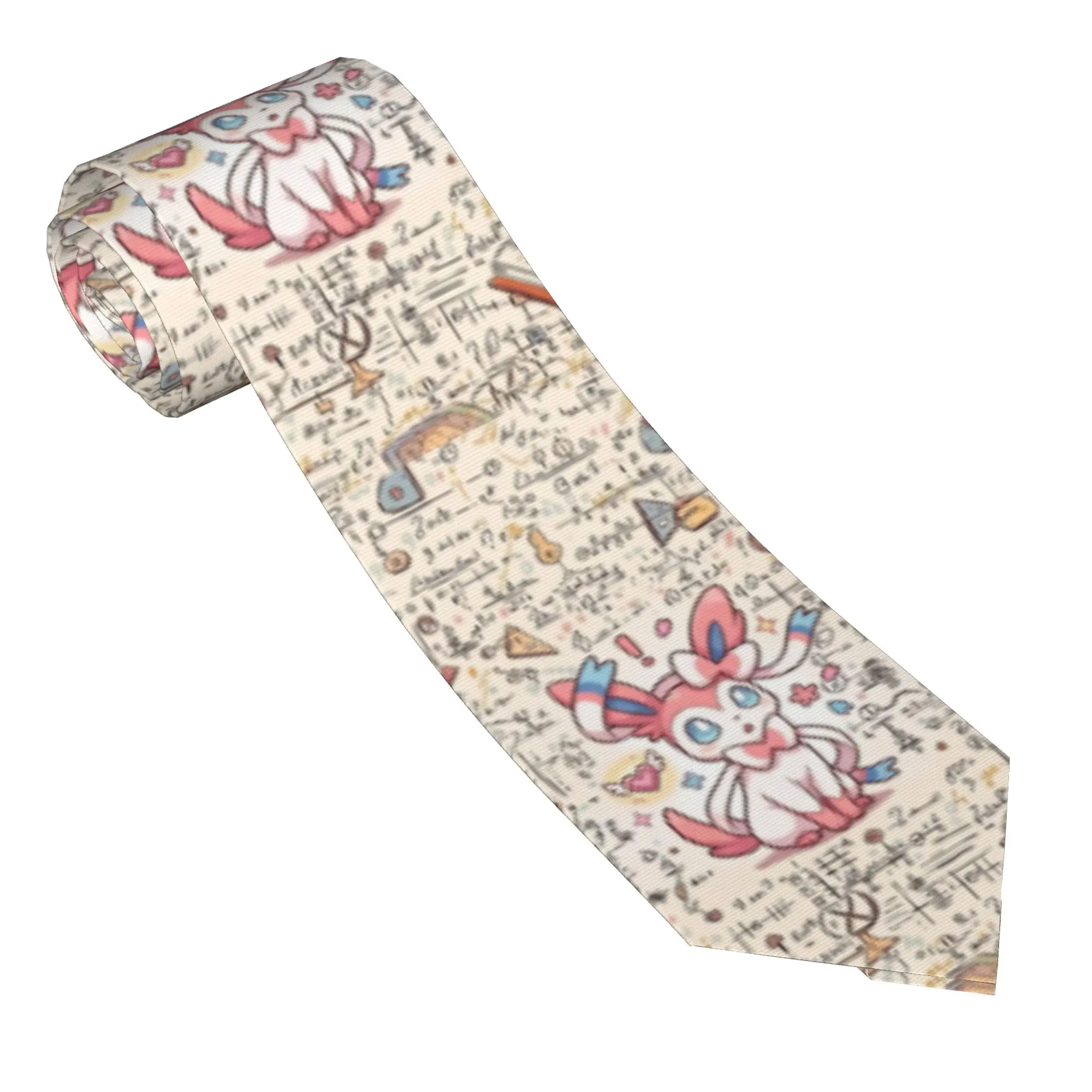Eevees Sylveons Necktie Men Women Silk Polyester 8 cm Narrow Neck Tie Poke-Mon Cartoon for Mens Accessories Gravatas Wedding