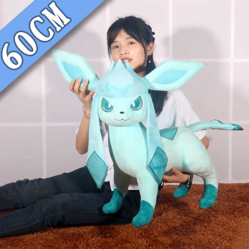 

60cm Pokemon large size Glaceon Cute Cartoon Plush Doll Pillow Ornament Adult Children's Birthday Gift Toy