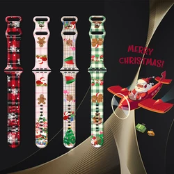Christmas Band for Apple Watch Bracelet 40mm 41mm 42mm 44mm 45mm 49mm 46mm Silicone Sport Strap iWatch Ultra 10 9 8 7 6 5 4 3 SE