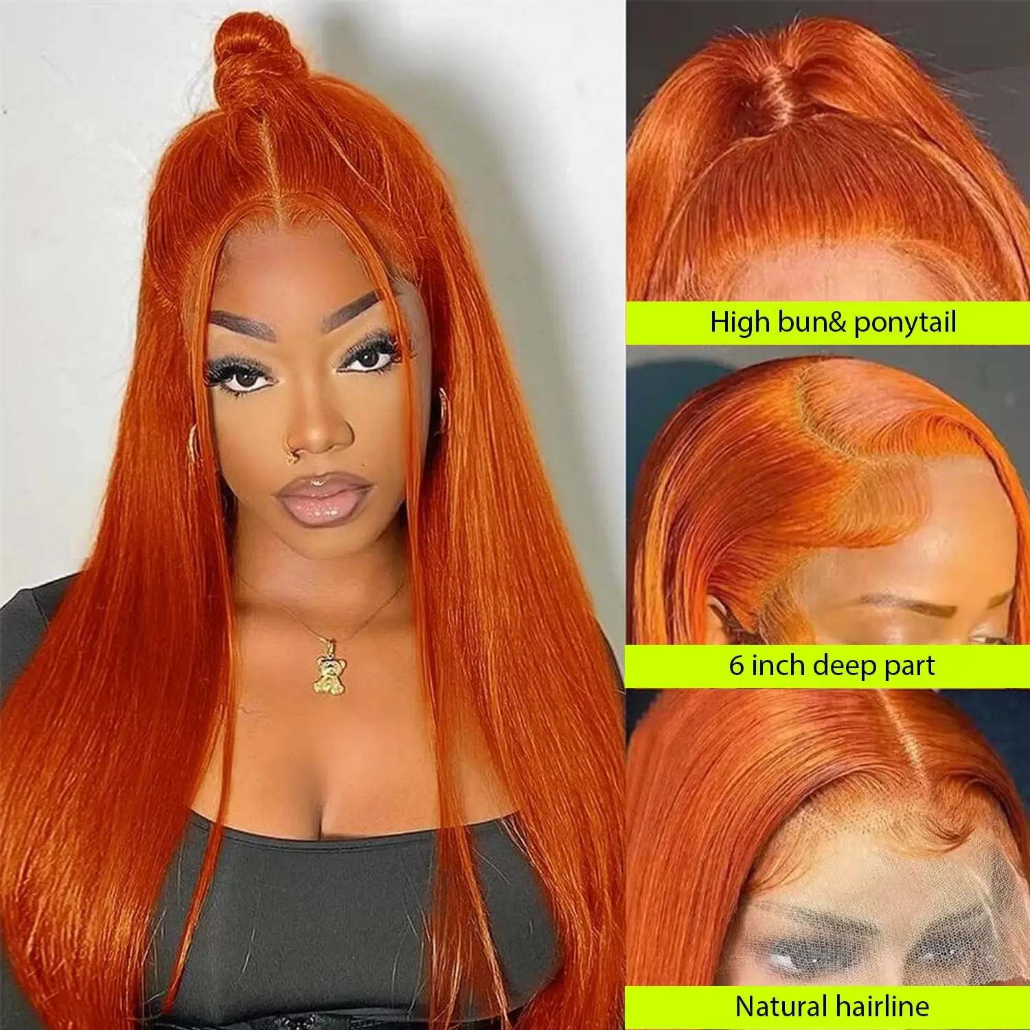 Ginger Wig Human Hair 30 Inch 200 Density 13x6 HD Transparent Lace Front Wigs Human Hair Pre Plucked Straight Wig Human Hair image 5