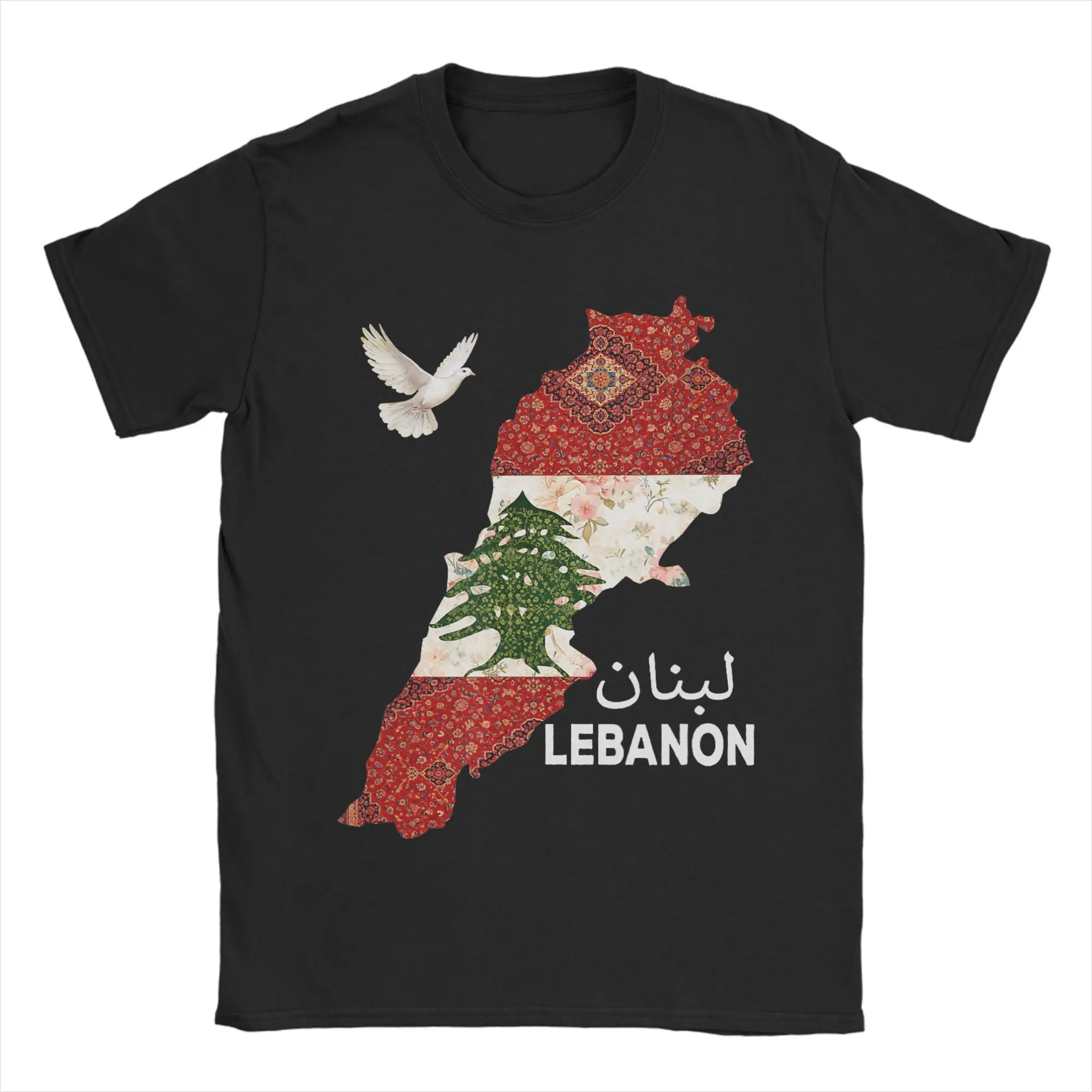 Lebanon Flag Map Beirut Cedar Tree Lebanese Men T Shirt  Vintage Tee Shirt Short Sleeve Crewneck T-Shirts Cotton 4XL 5XL Tops