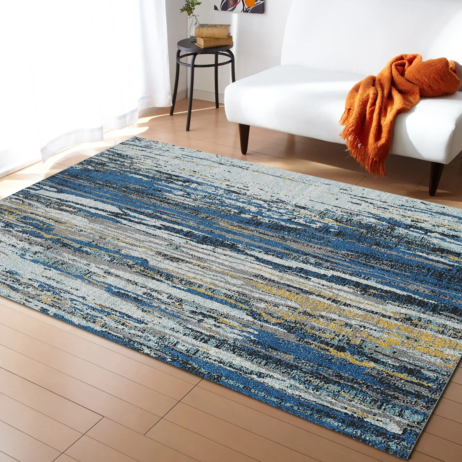 Modern Abstract Mottled Vintage Blue Carpet Area Rug Children's Room Living Room Bedroom Home Play Decoration Large Floor Mat