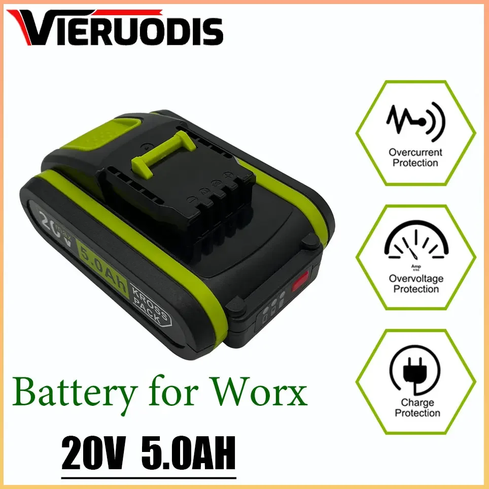 

20V 5000 MAh Lithium Battery Suitable for Worx WA3551 WA3553 WX390 WX176 WX178 WX386 WX678