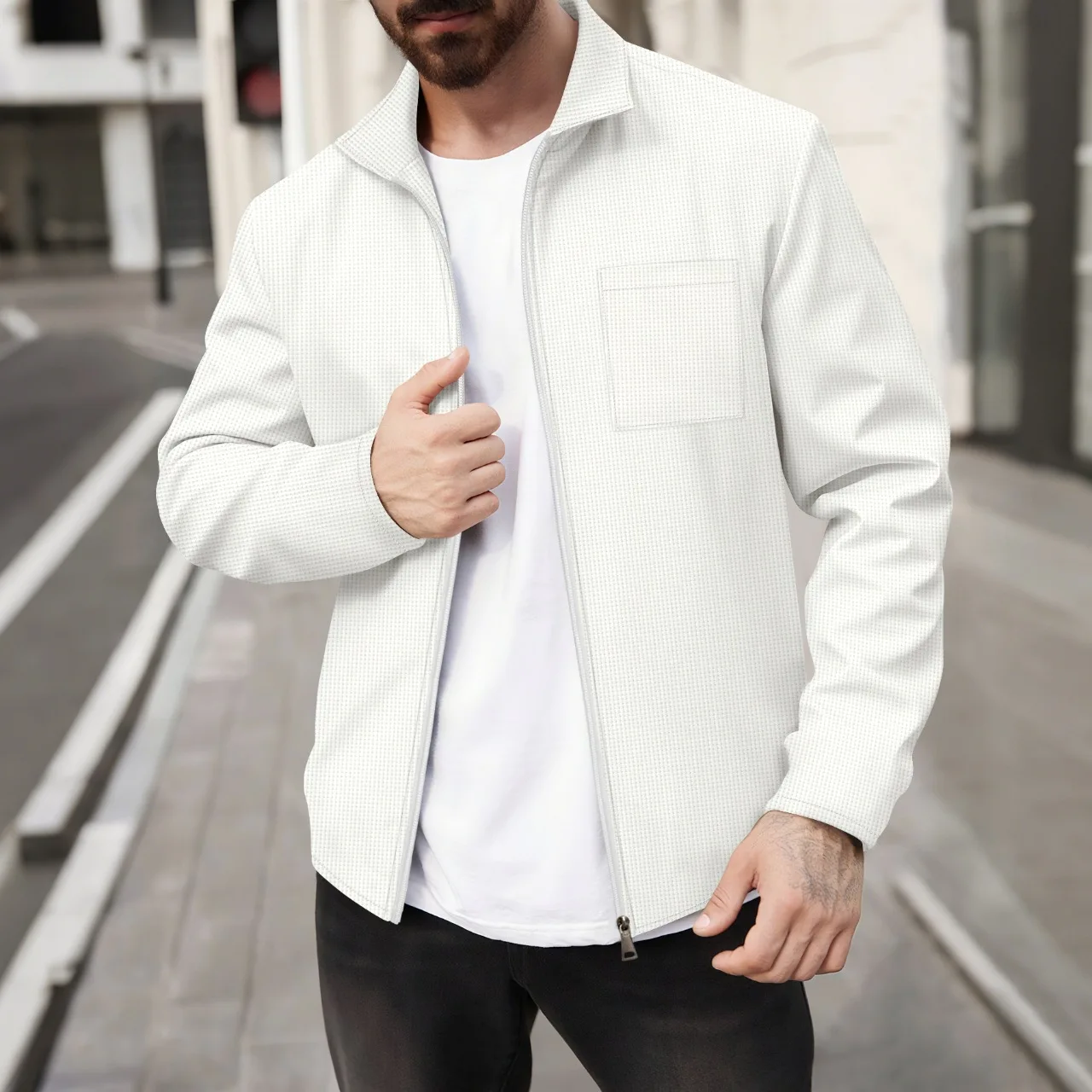 Veste ample de sport décontractée et élégante pour hommes, manteau confortable avec fermeture éclair sur le devant de haute qualité, couleur unie, streetwear tendance