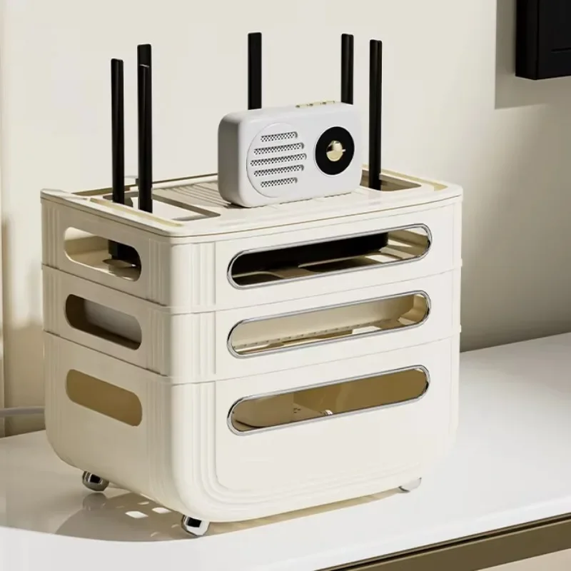 Multi-Tier Living Room Router Storage Box Wireless WiFi Desktop Modem Cable Organizer TV Set-Top Box Storage Shelf