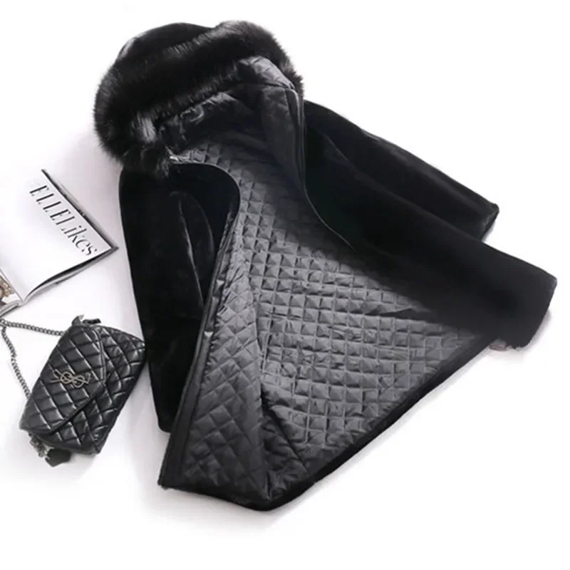 الشتاء فو الفراء سترة سوداء مقنعين سترات معطف رشاقته السيدات الدافئة معطف طويل 5XL يندبروف الثلوج ملابس خارجية JJ784