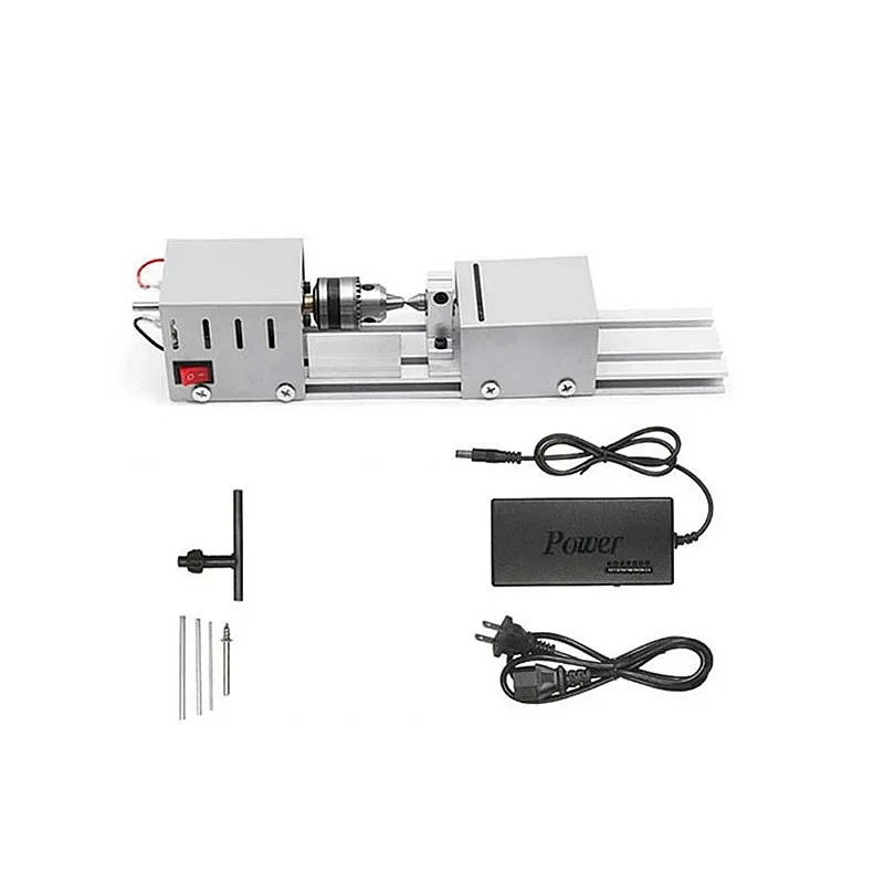 DC12-24V 96W Mini Lathe Beads Machine Woodwork DIY Miniature Grinding Polishing Tools Beads Wood Drill Carving Cutter Machine