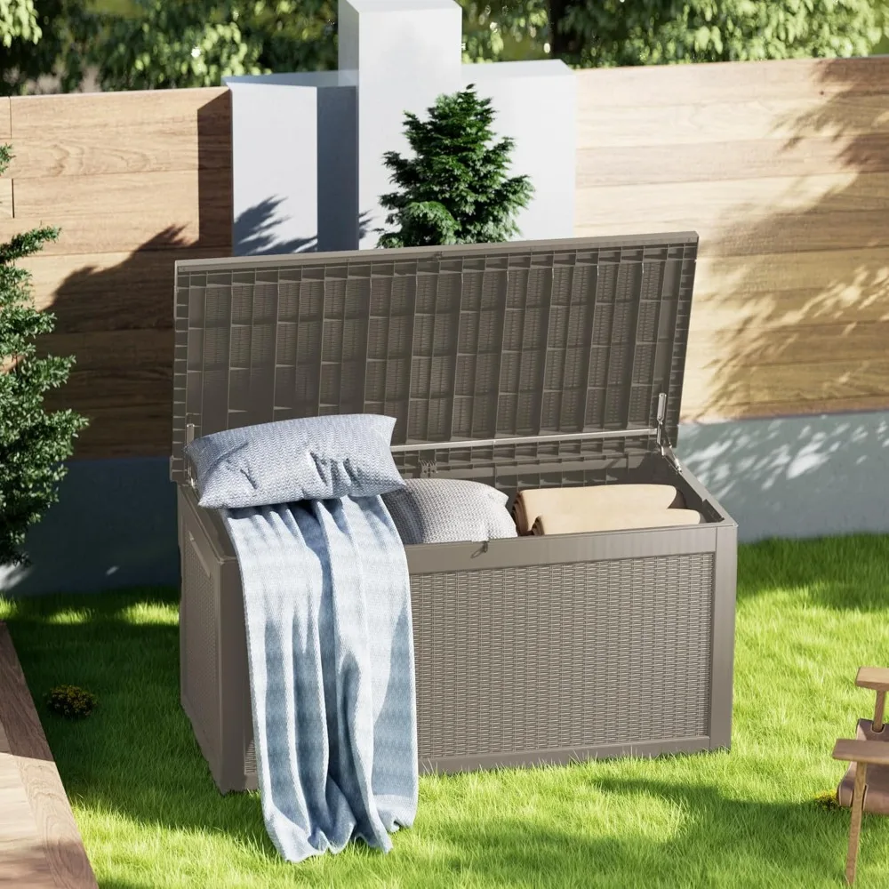 

320 Gallon Resin Deck Box, Waterproof Outdoor Storage Box for Patio Furniture Cushions, Garden Tools, and Pool Accessories