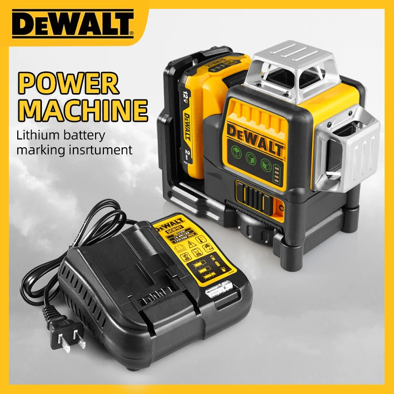 Dewalt DW089LG 3 zijden * 360 graden verticale 12V lithiumbatterij 12 lijnen laserniveau horizontaal groen lichtniveaumeter buiten