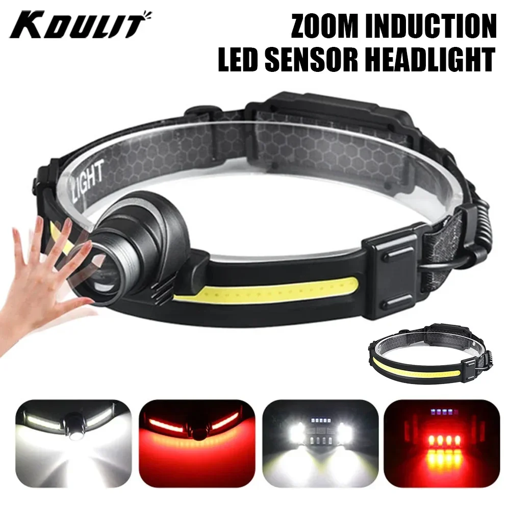 

XPG+COB Led Sensor Headlamp USB Rechargeable Head Flashlight with Built-in Battery Head Led Light For Fishing Camping Headlight