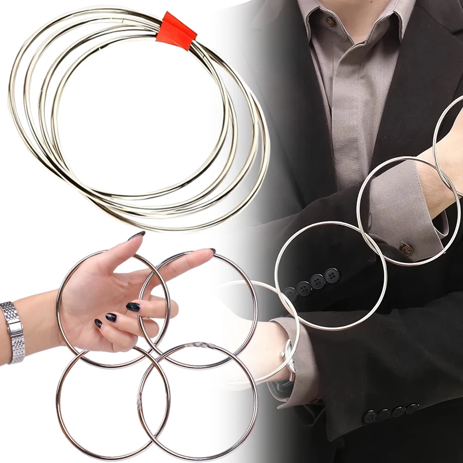 4/8/12pcs Magic Power Rings Classical Metal Circular Decryption Magic Stage Street Close Up Magic Family Party Performance Props