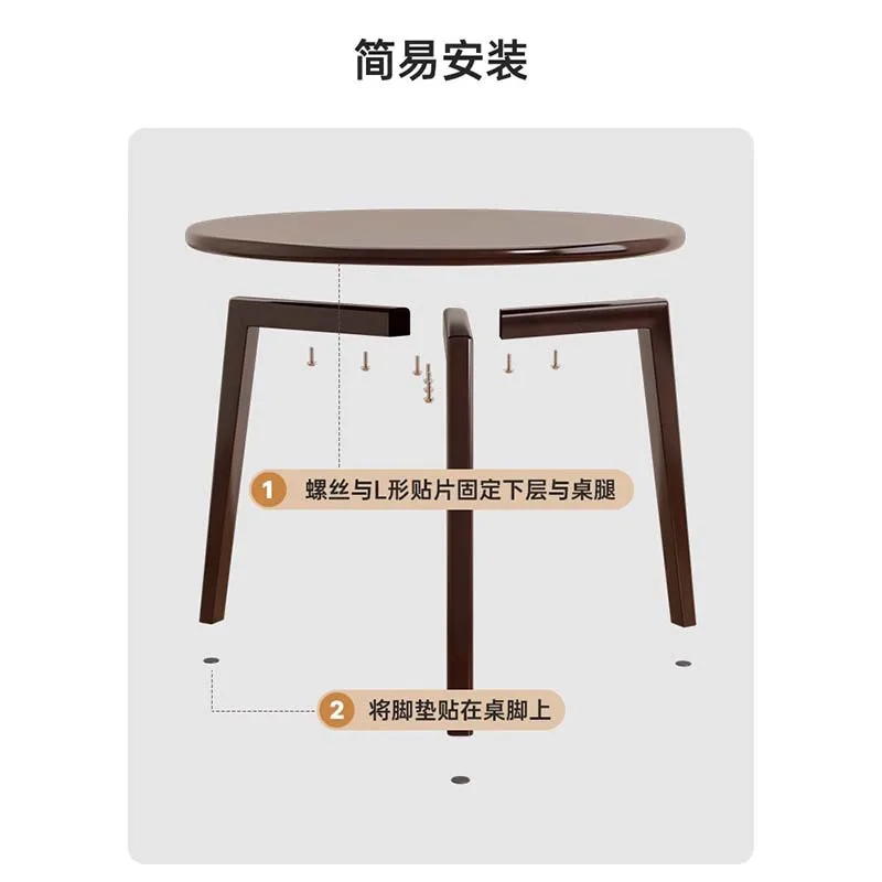 Solid wood household small round table modern simple round dining table balcony negotiation dining table and chair combination