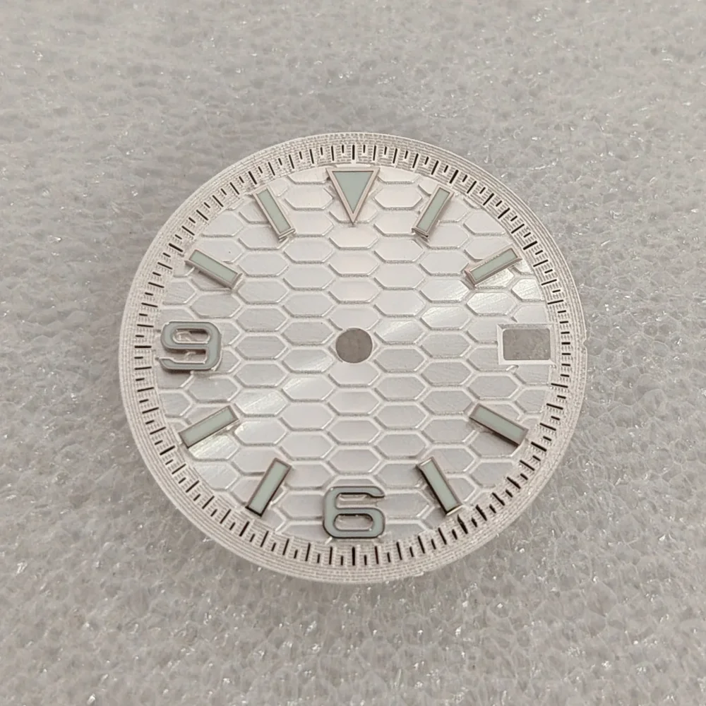 New NH35 28.5mm Digital Sunray Dial Single Calendar Silver/Gold/rose Nail Dials Green Luminous for NH35 NH36 Movement No Logo