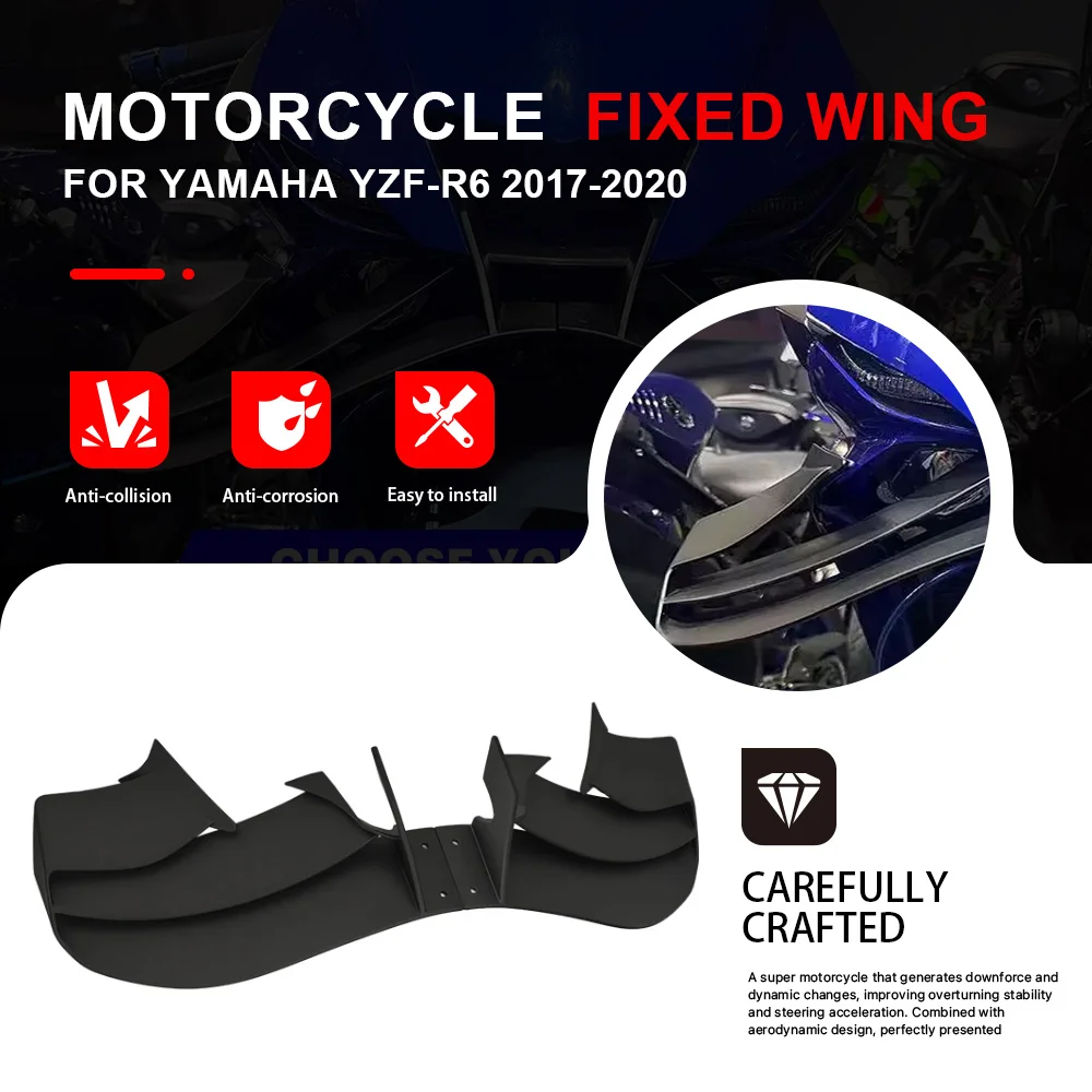 

Motorcycle ABS Plastic Front Fixed Wing Spoiler Side Winglet Aerodynamic Wing Aileron For Yamaha YZF-R6 YZFR6 2017-2020