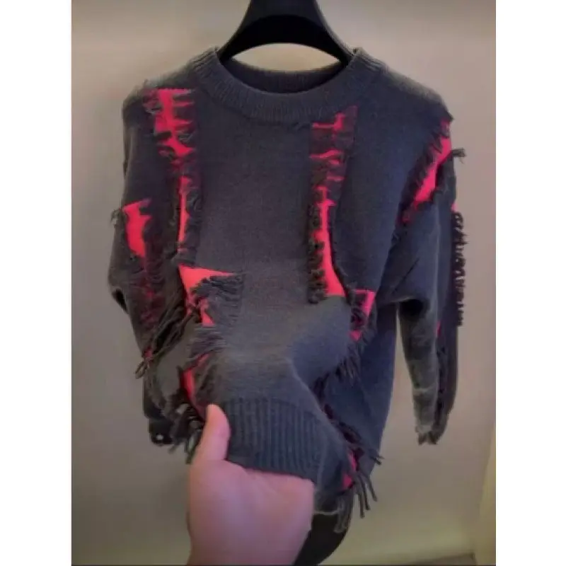 

New 2025 Men's Knitted Sweater Loose Fit round Ne Warmth Polyester Fiber Casual Wear Long Sve Youth Faion