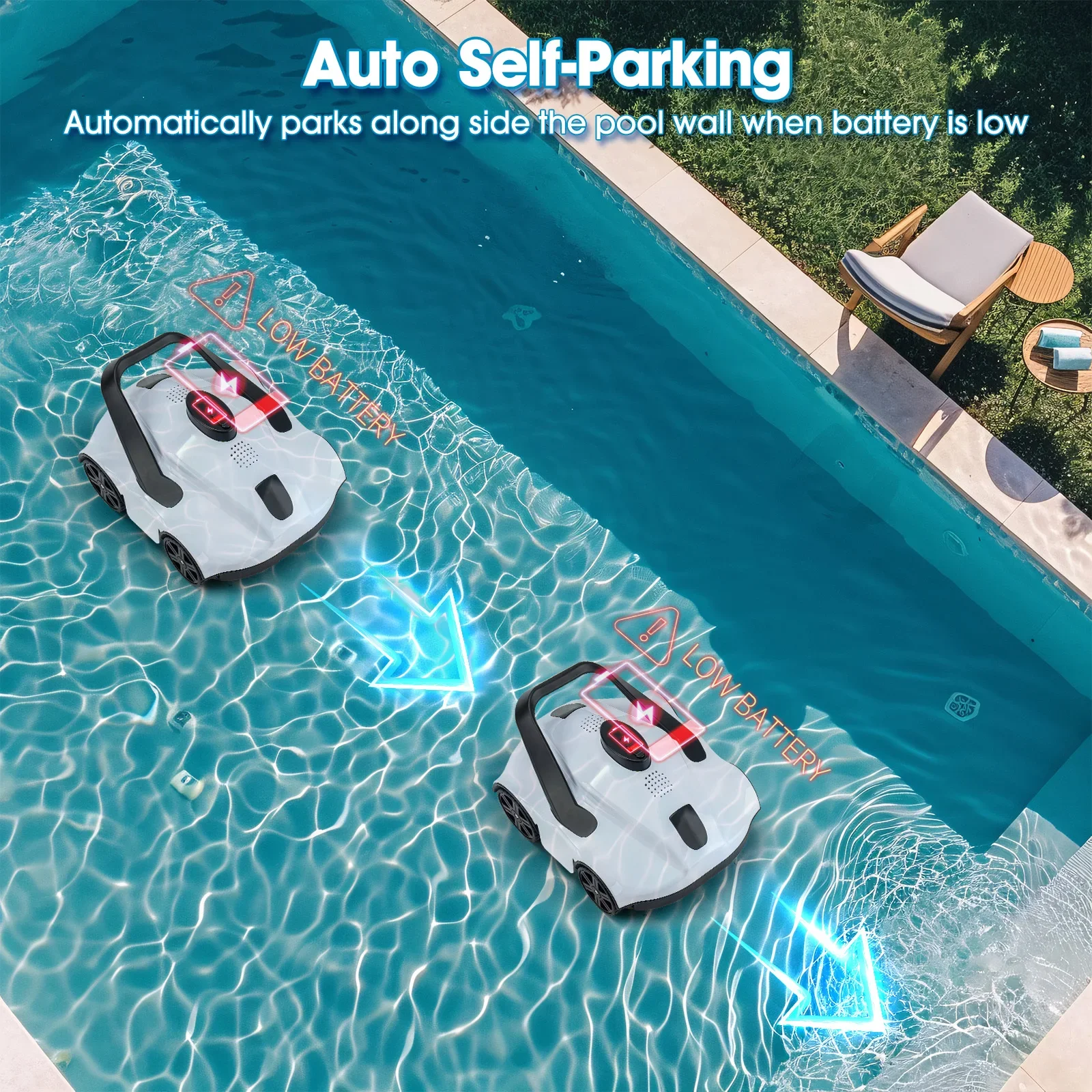 Wireless Robotic Pool Vacuum Cleaner 90-Minute Runtime Fast Water Filtration Self-Parking Cleaning Pool Cleaning Tool Accessory view 4