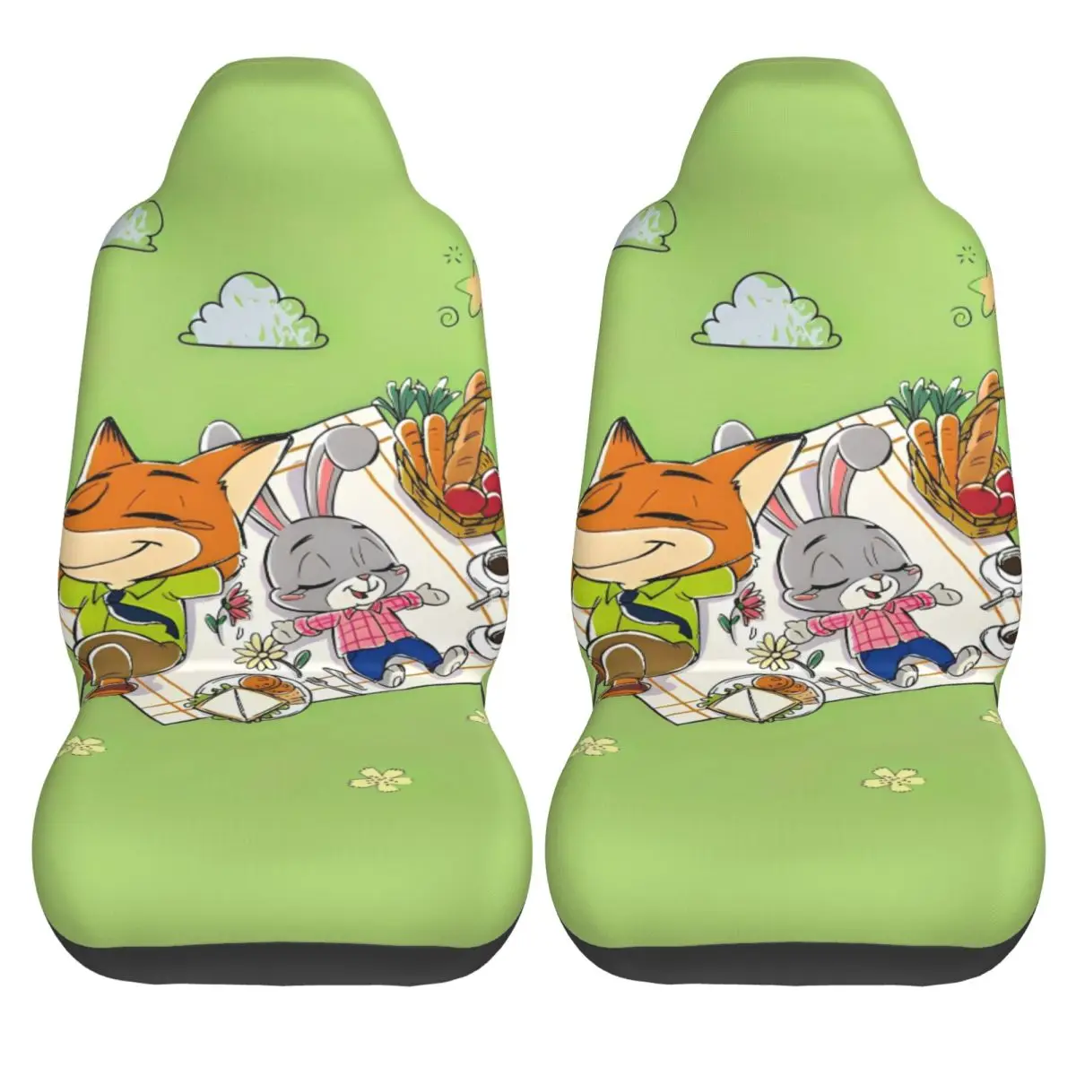 

Чехлы на автомобильные сиденья Zootopia 2, красивые автомобильные чехлы на сиденья из двух частей, автомобильный полиэстеровый защитный чехол