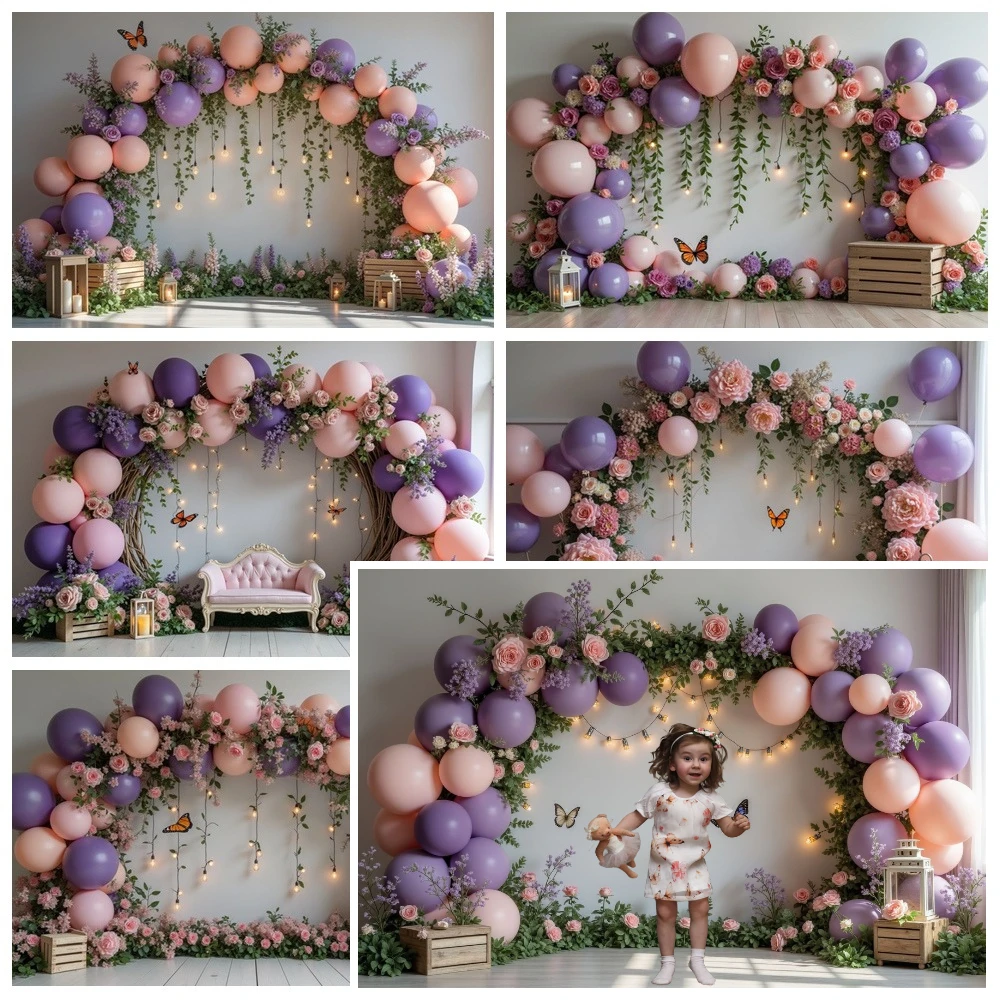 

MOON.QG Birthday Backdrop Arch Balloon Garden Flower Party Decorations Baby Shower Girl Photography Accessories Background Photo