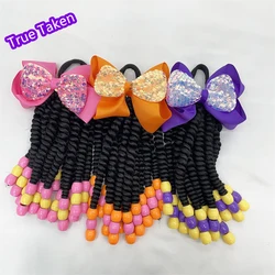 Custome- Braded Ponytails for Kids 8in Kids Box Braid Ponytail Hair Extension Synthetic with Big Bubbles Balls