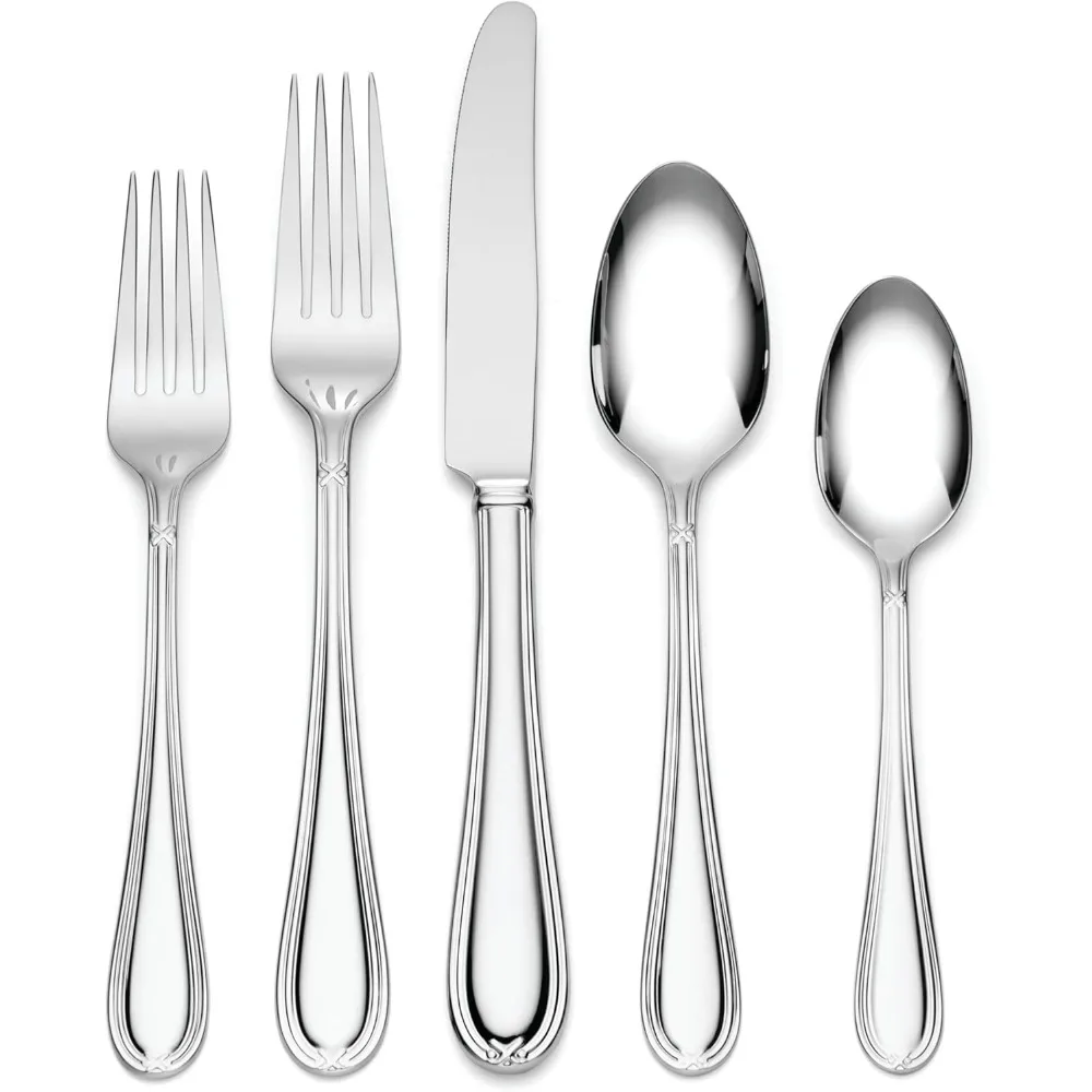 

80-Piece Metallic Flatware Set, Elegant 12.55 Dinnerware
