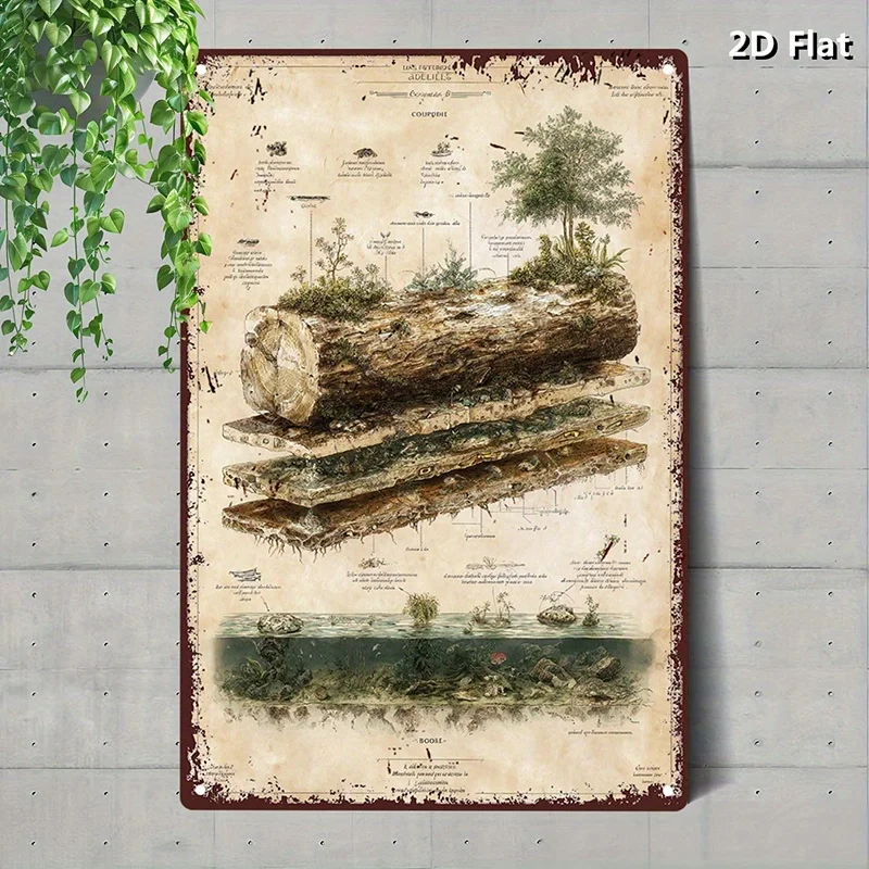 CIFBUY Vintage Aluminum Wall Art Waterproof Durable Metal Botanical Sketch Sign Home Decor Gift Indoor Wall Decor Poster Art