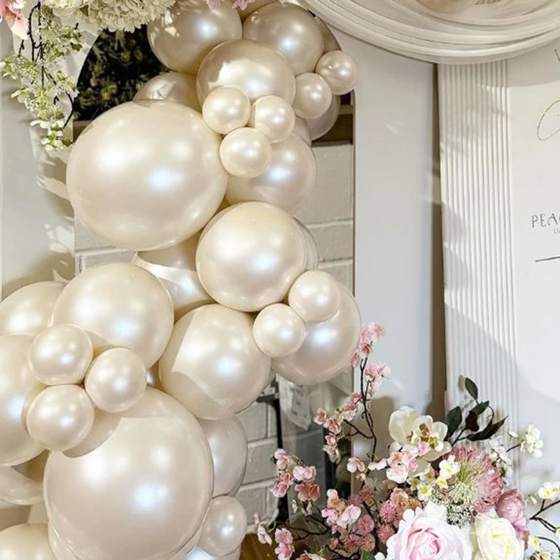 Pearl Balloons for Wedding White Sand Pearl White Ballons 5/10/12inch Round Balloon Engagement Anniversary Bridal Shower Globos