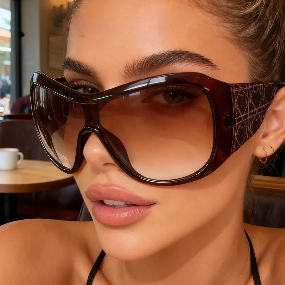One Piece Oversized Y2K Sunglasses for Women Men Vintage Square Shield Gradient Hip Hop Sun glasses Female Sexy Driving Shades