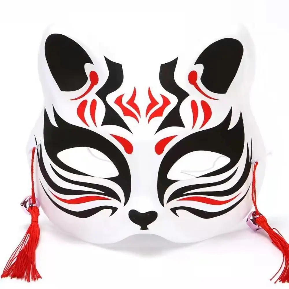 2Pcs Portable Japanese Anime Foxes Mask Cosplay Hand-Painted Half Face Masks Exquisite Anime Party Props Masquerade