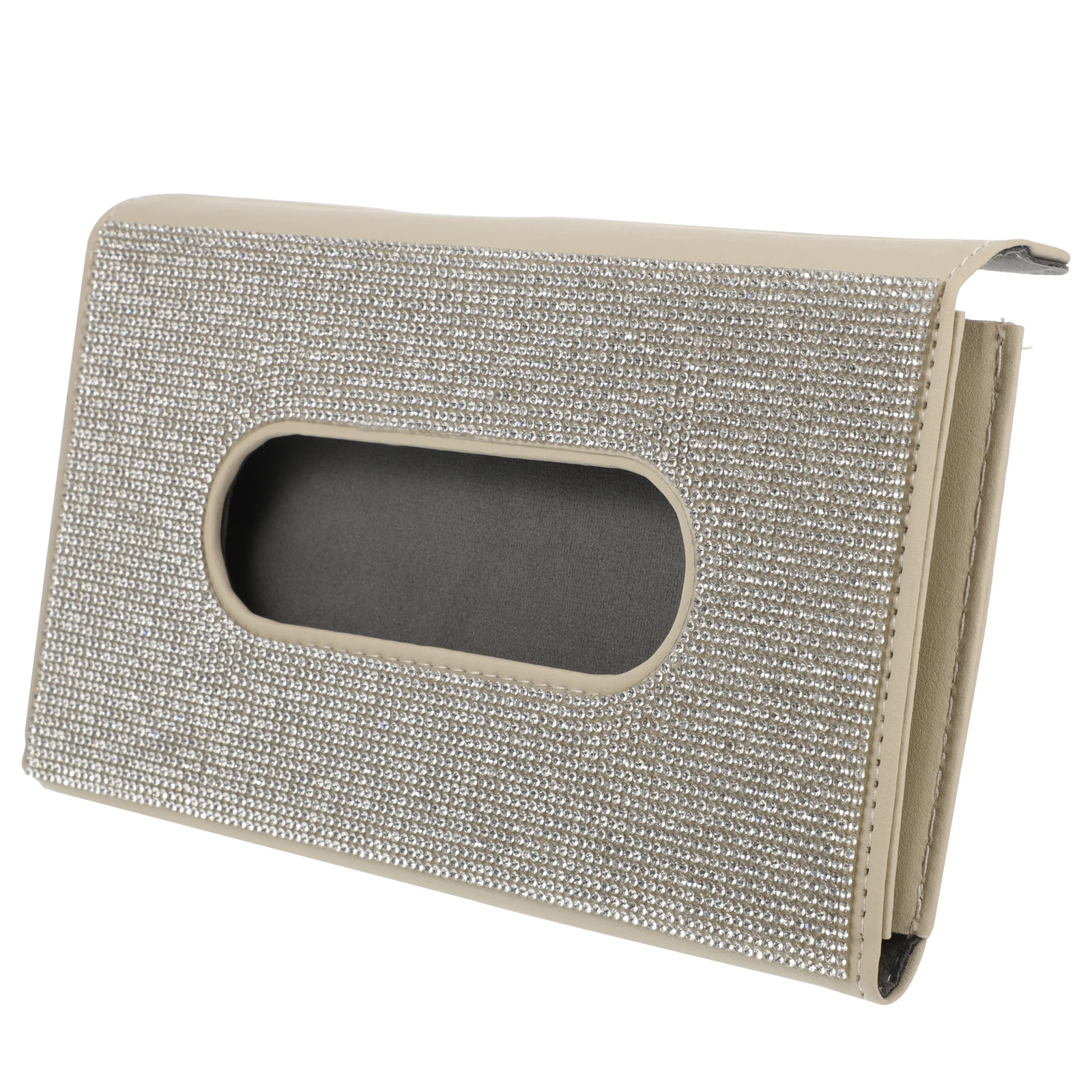 

Car Tissue Holder PU Case for Visor Durable Rhinestone Simple Design Gift Vehicle Accessory Car Visor Tissue Box