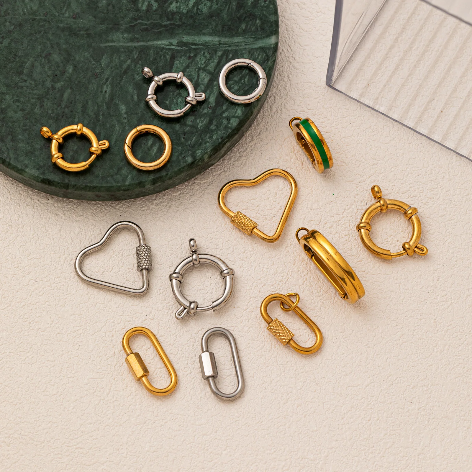 New stainless steel adjustable loop pendant DIY accessory, vacuum plated with golden color in furnace for color preservation - Image 3