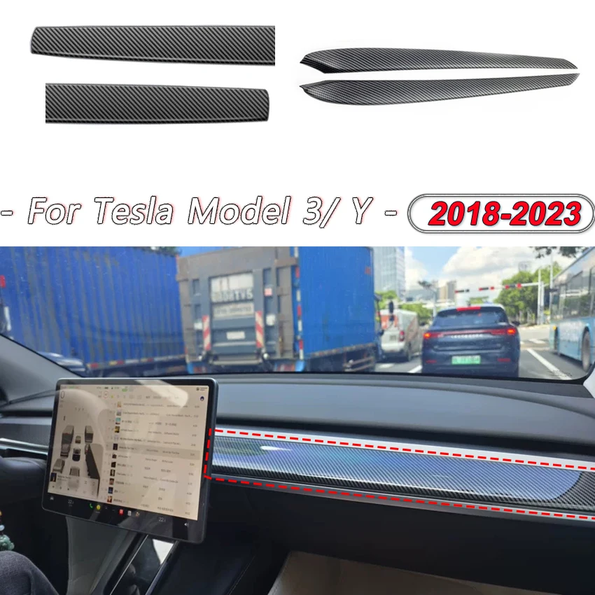 

Dashboard Cover Door Trim Panel Caps For Tesla Model 3/Y 2017-2023 Interior Front Trims Patch Cover Decoration Sticker ABS