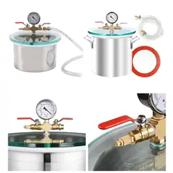 Vacuum Chamber Degassing Silicones Epoxies Essential Oils Gas Extraction Stainless Steel Vacuum Defoaming Barrel Clear Lid