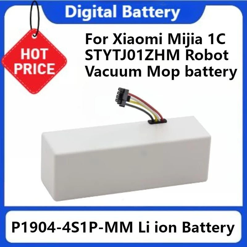 

P1904-4S1P-MM Li Ion Battery for Xiaomi Mijia 1C STYTJ01ZHM Robot Vacuum Mop Cleaner Accessories Parts 14.4V 12800mAh Battery