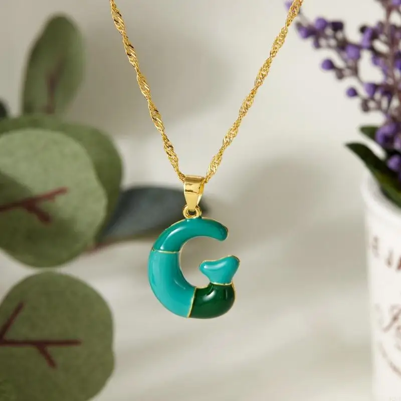 N2UE Colorful Letter Necklace Sturdy Alloy Adjustable Length Neck Chain
