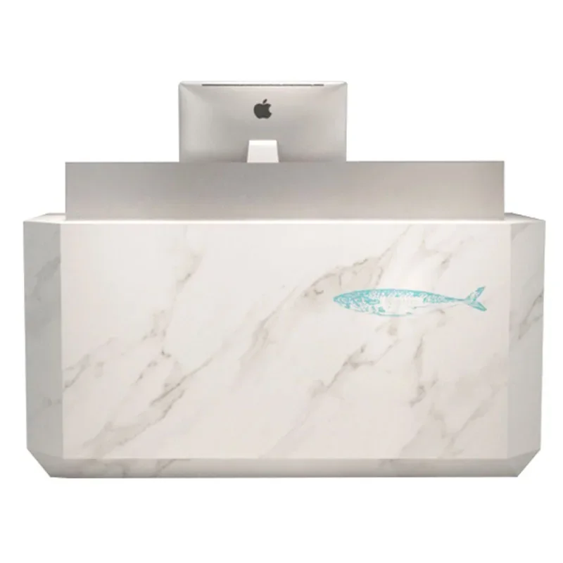 

White Restaurant Front Desk Lectern Pulpit Standing Office Receptionist Shop Counter Cash Register Bar Bureau Shop Furniture