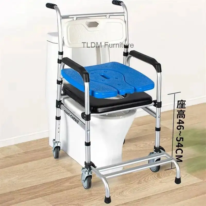 

Bathroom Dual-use Disabled Special Shower Wheelchair Anti-Rust Chair Sturdy Bathroom Artifact Elderly Bathing and Toilet Chair Z
