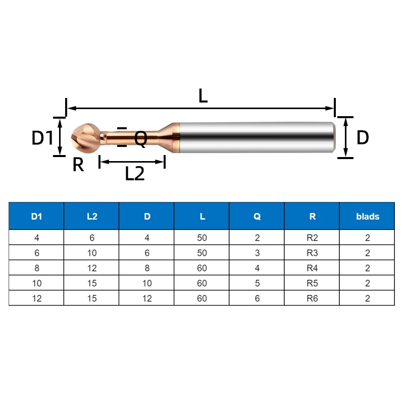 Tungsten Steel Carbide Lollipop Ball End Mill Ball T-Shaped 2-Flute Arched Arc R Milling Cutter For Aluminum/Steel Endmills Tool