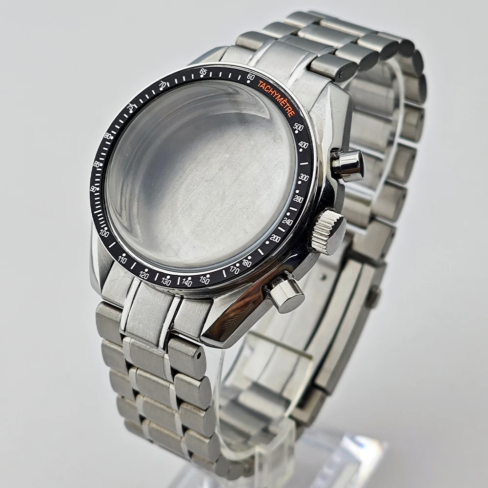 39.7 مللي متر حافظة ساعات معدنية تناسب ملحقات حركة VK63 زجاج الياقوت مجهزة بإطار وحزام VK63