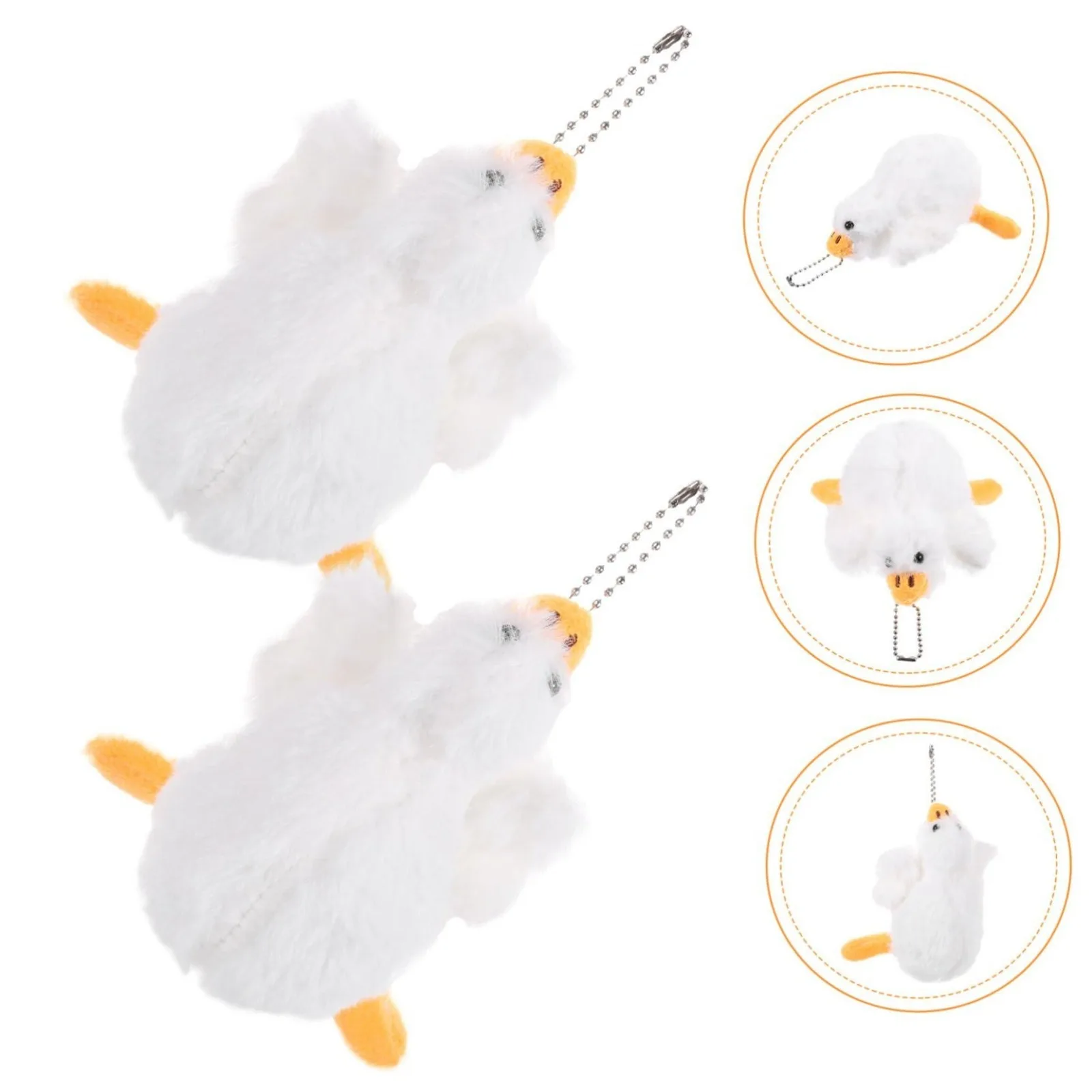 1 PCS White Goose Keychain Plush Stuffed Ornament Doll  Cute Purse Charm Decora