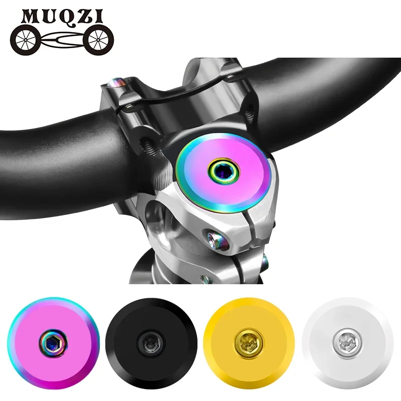 MUQZI Titanium Top Cap MTB Headset Top Cap MTB Road BMX Folding Bike Headset Stem Cover with Titanium Bolt M6 x 35mm