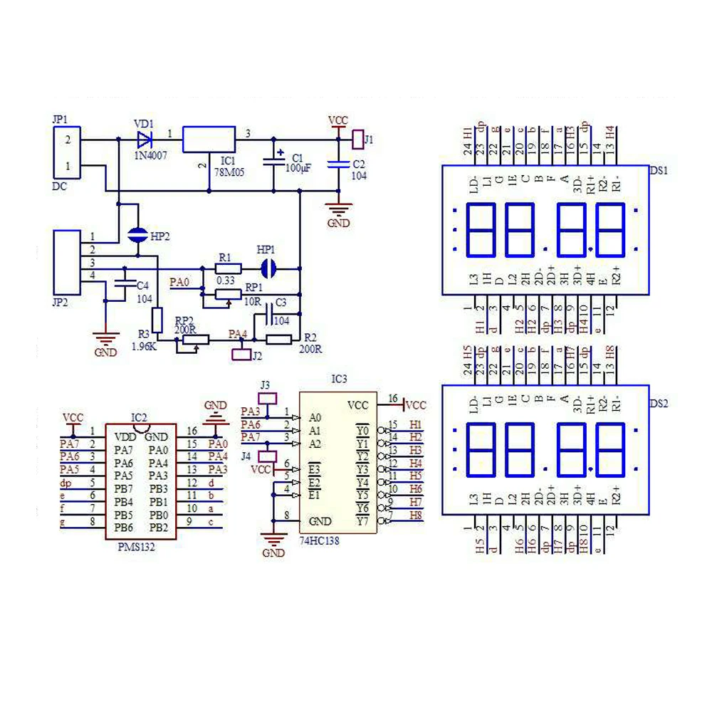 DIY Electronic Kit 4 Bits Digital Voltage Current Meter Soldering Project Practice Kit Voltemeter Ammeter 74HC138 PMS132