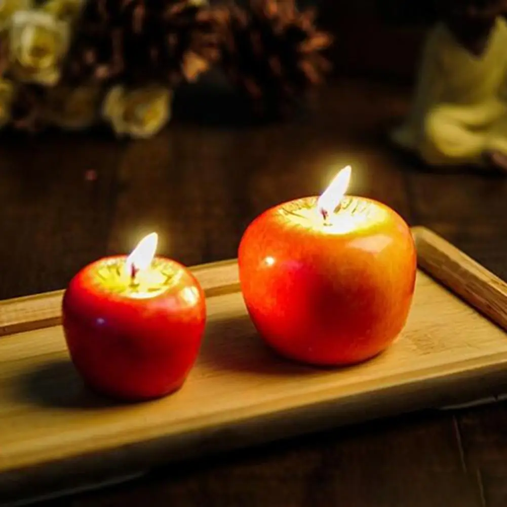 Practical  Wax Candle Red Healthy Fruit Mold Candle Vivid Auspicious Glim for Living Room