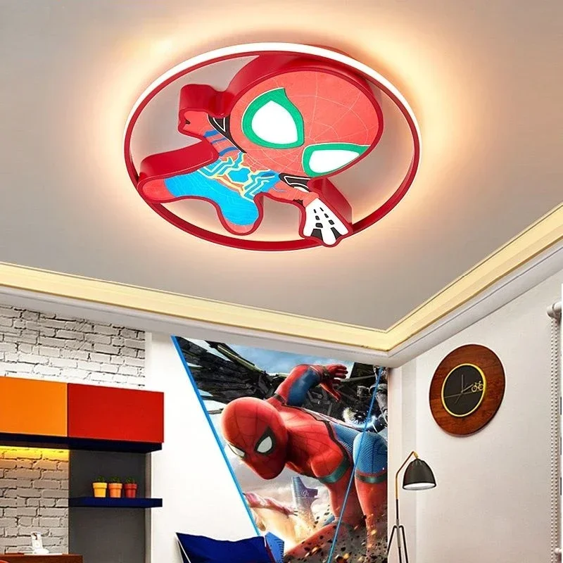 Marvel Spiderman Anime Movie Multifunctional Personalized Creative Smart Decoration Bedroom Ceiling Lamp Children\'s Holiday Gift