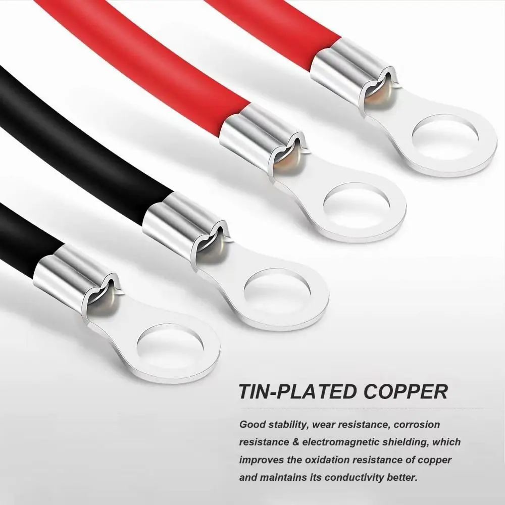 

30cm Inverter Cables PVC Insulated Jacket Flexible Car Battery Connection Line Stable Current 12V 2AWG