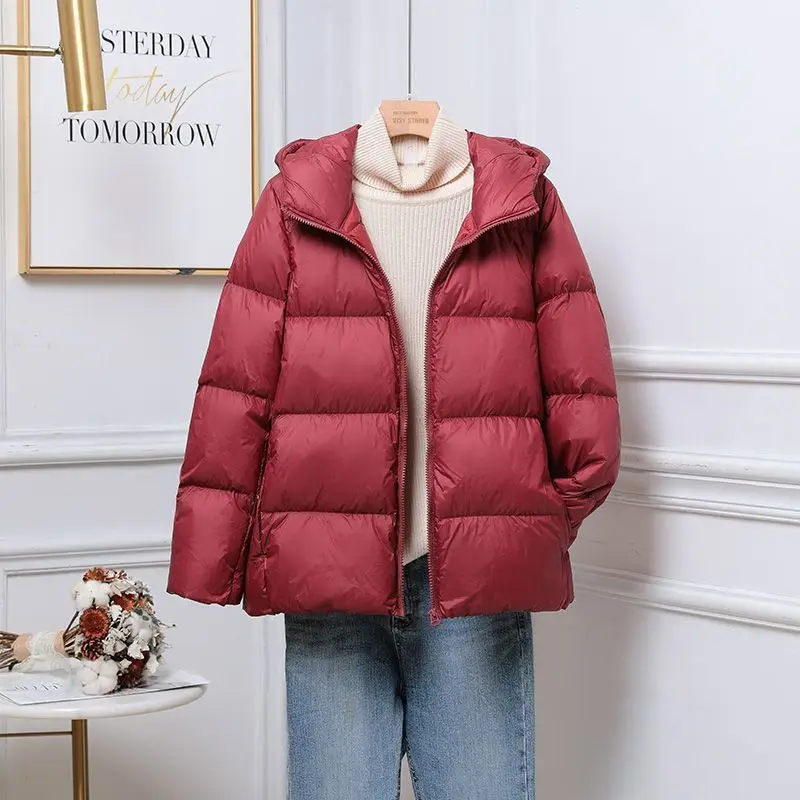 Lichtgewicht Witte Eend Donsjack Vrouwen Capuchon Slim Fit Puffer Puffer Jas Vrouw Winter Mode Bovenkleding Mohamedто Anderson JK-069
